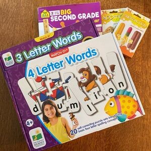 Learning Packet: 3 letter puzzle, 4 letter puzzle, flash cards, new 2nd grade